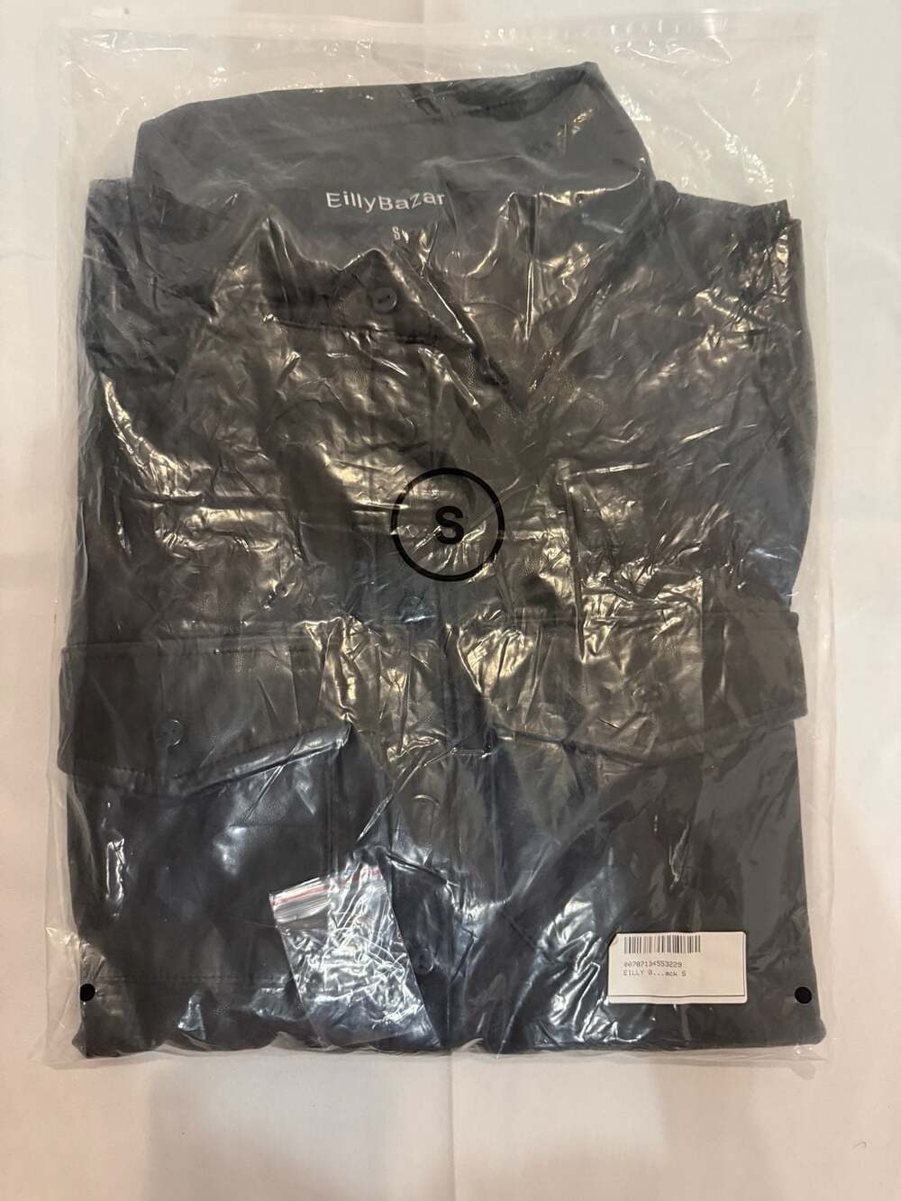 EillyBazar Black Faux Leather Button-Up Shirt Size S